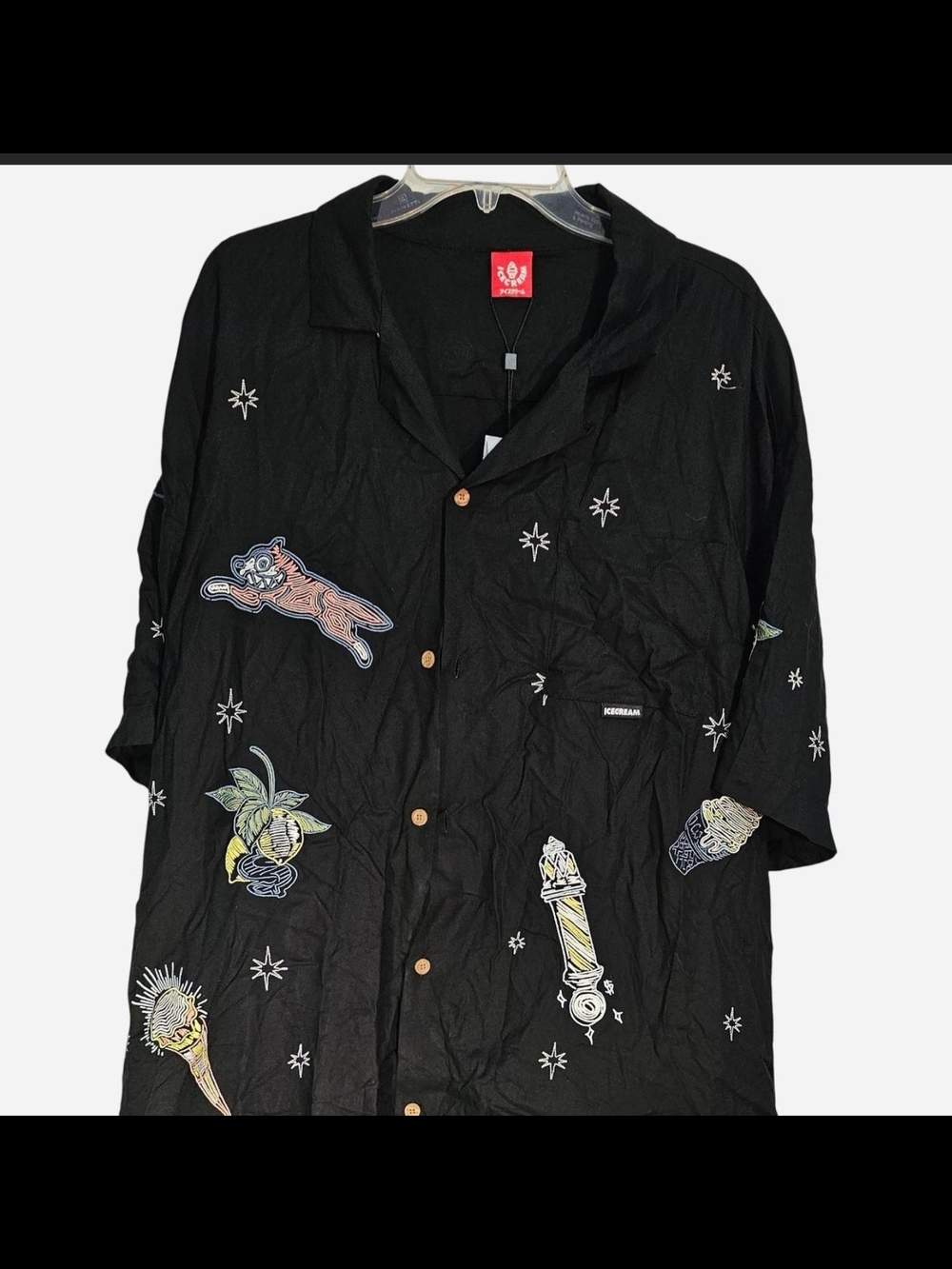 ICECREAM By BBC Snacks SS Woven Multi Patch Embroidered Shirt NWT Size 3X